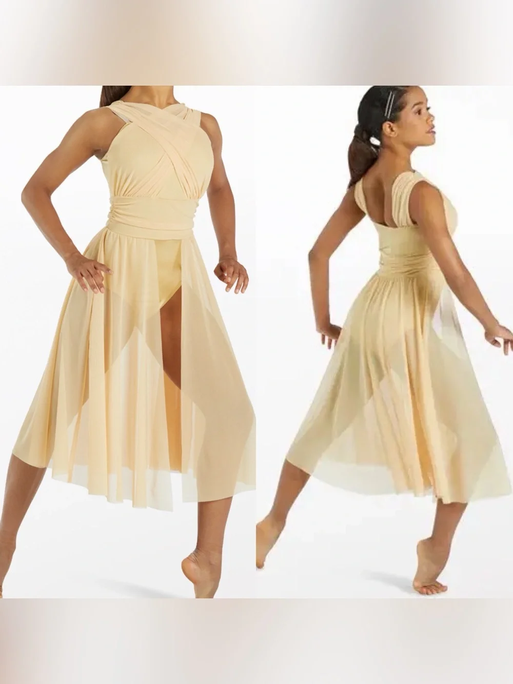 Weissman Dance Costume maxi mesh dress yellow People Help The People 13081 SA